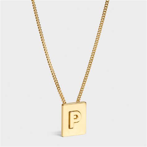 Alphabet P Necklace in Brass with Gold finish 